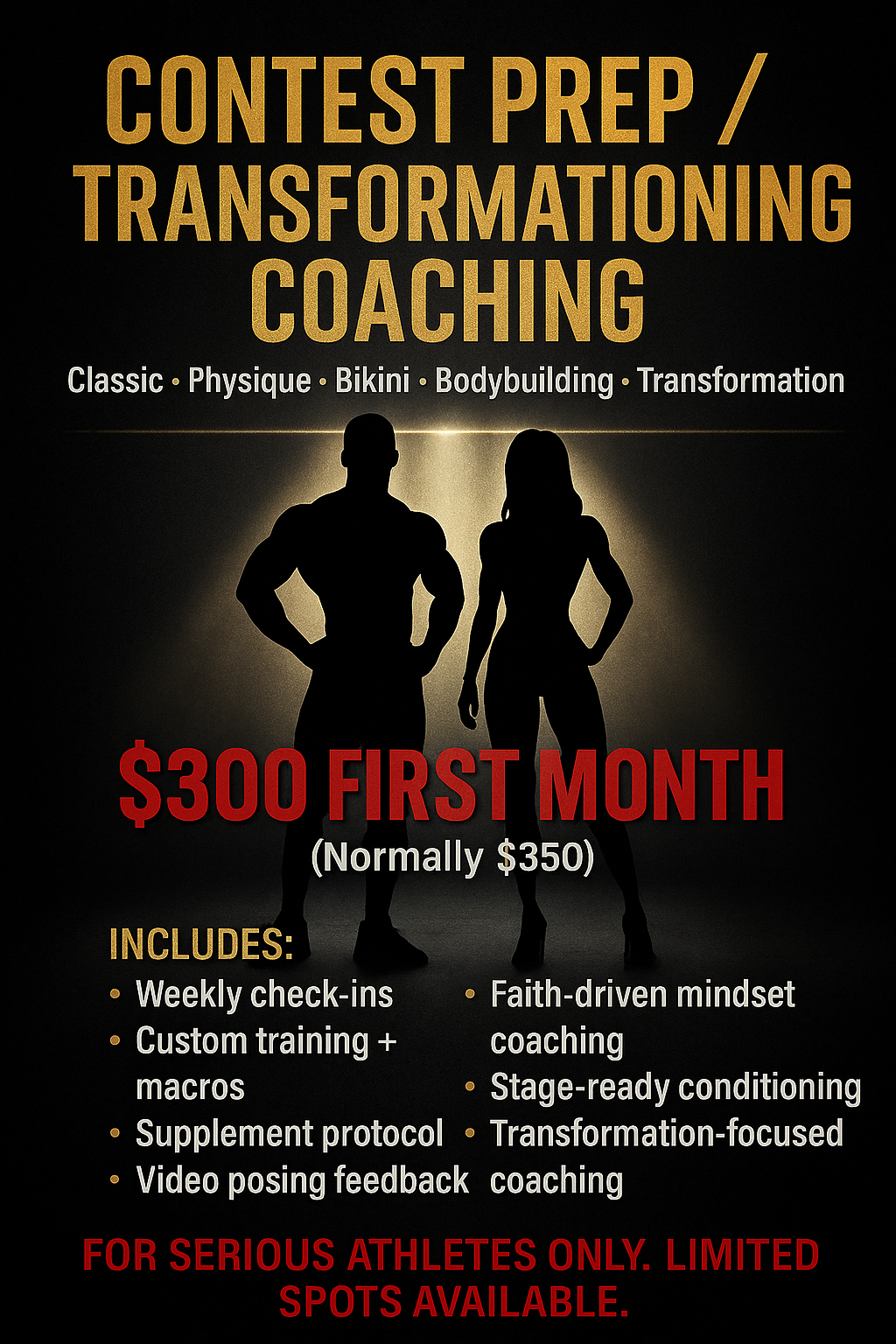 Online Coaching – Contest Prep (Classic/Physique / Bikini / Bodybuilding/Transformation)